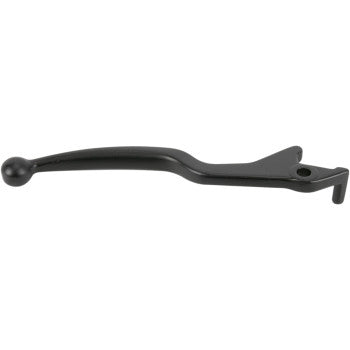 The Brake Lever Black by Parts Unlimited is a black metal motorcycle replacement lever with a rounded end and a mounting hole near the base, shown isolated on a white background.