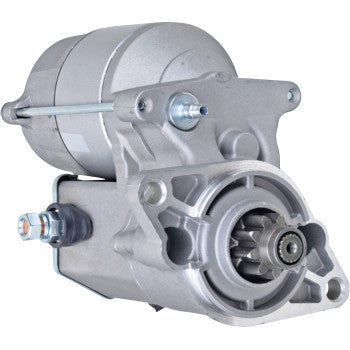 A close-up of the Kawasaki Starter by Parts Unlimited, featuring visible gear and mounting points, engineered to OEM specs for engine ignition systems and enhanced with rust protection.