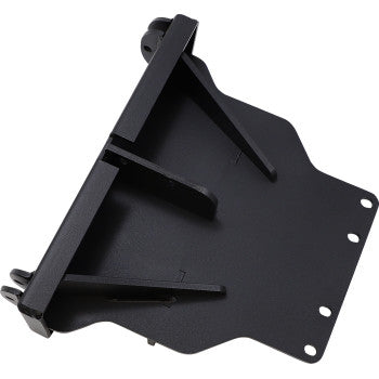 The Polaris RM5 Plow Mount by Moose Offroad is a black heavy-duty steel bracket with angled supports and screw holes for secure attachment, shown on a white background.
