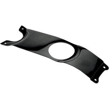 The Yamaha Raptor Gas Tank Cover Black by Maier is a black, OEM color-matched cover with a central hole and four corner screw holes, made of durable material—perfect for Maier bodywork or mechanical use.
