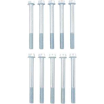 Ten Bolt Flange M6 x 60 bolts (10 Pack by Bolt) arranged in two rows of five on a white background, featuring threaded lower portions and smooth upper sections—perfect for assortments or replacements.