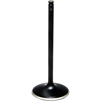 A Polaris Exhaust Valve 30.21 mm Oversize by Kibblewhite, featuring a long, straight stem and flat, circular head, stands upright on a white background.