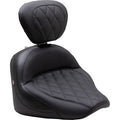 Solo Touring Seat - with Driver Backrest - Black - Diamond Stitch by Mustang