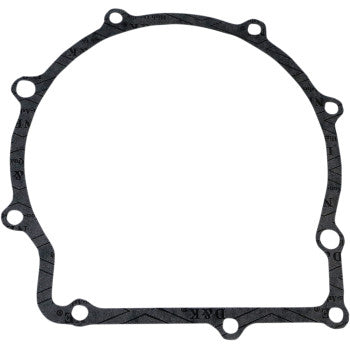 The Yamaha Clutch Cover Gasket by Epi is a flat, black OEM-quality gasket with multiple bolt holes around the edge, shaped to fit the Yamaha clutch cover, and displayed on a white background.