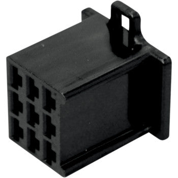 Black rectangular 9-pin female electrical connector with locking tab, durable plastic housing.
