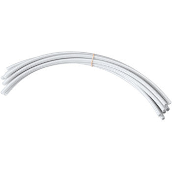 A 9-pack of white Vent Hose Refills by Moose Offroad, flexible plastic tubes bundled with a tan rubber band and arranged in a gentle arc on a white background.