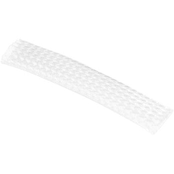 Braided Flex Sleeving White by Namz: a white, rectangular mesh sleeve with a textured, woven pattern. This 3/8" ID sleeving is made in the U.S.A. for reliable durability and quality, shown on a plain white background.