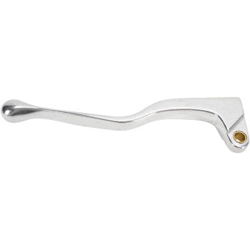 The Clutch Lever Polished by Parts Unlimited is a silver alloy replacement lever with a rounded end and mounting hole, ideal for motorcycles, shown against a white background.
