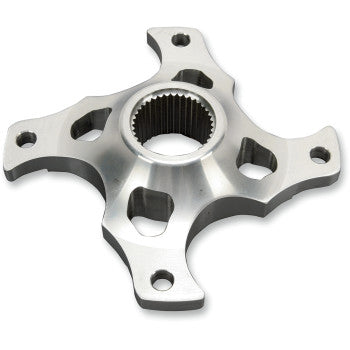 The Wheel Hub Sprocket Factory 4 Bolt by Lone Star Racing is a durable, machined metal hub with a splined center and four arms, each with a mounting hole—perfect for mechanical or automotive uses.