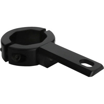 The Horn Mount - 21 mm - 29 mm by Denali is a black metal tool with a circular clamp and flat handle, perfect for mounting engine guards or Denali horns and designed for tightening or adjusting cylindrical objects.