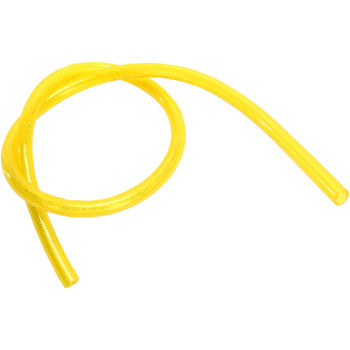 Bright yellow flexible fuel line hose, 3/8 inch diameter, 3 feet long, smooth surface.