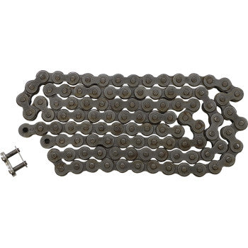 A 420 HDR Heavy Duty Drive Chain Steel 104 Links by Jt Chains is coiled on a white background, with a separate connecting master link placed beside it.
