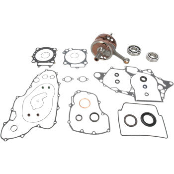 The Honda Crankshaft Kit OE Crankshaft Replacement by Hot Rods, including gaskets, seals, bearings, and connecting rod parts, is displayed neatly on a white background as a complete engine rebuild kit.