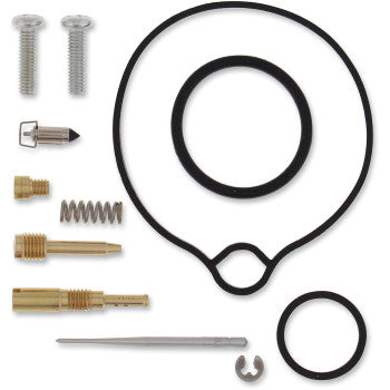 The Arctic Cat Carburetor Repair Kit by Moose Offroad includes gaskets, NBR O-rings, screws, small springs, brass fittings, a pin, and a clip, all neatly arranged against a white background.
