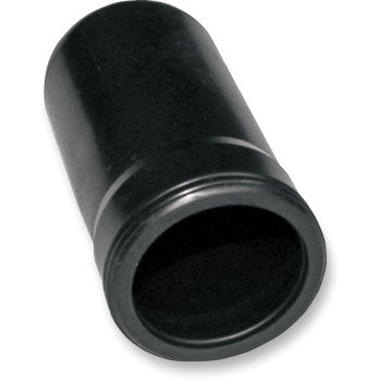 A Race Tech Shock Reservoir Bladder (40 mm x 88 mm, KYB) is shown lying on its side against a white background. This black plastic cap resembles an OEM-quality shock bladder, with one open end visible.