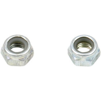 Ten hexagonal Nuts Nylock M5 from Bolt are displayed side by side on a white background, perfect for motorcycle hardware replacement packs or use in a Bolt Service Department.