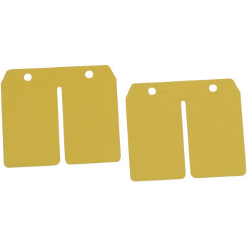Yellow rectangular fiber reed petals with evenly spaced drilled holes for mounting, designed for Yamaha Banshee 350.