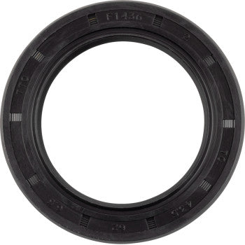 The Axle Seal Rear by Epi is a black rubber oil seal ring with numbers and markings embossed on its outer edge, displayed against a white background.