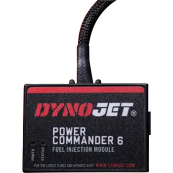 The CF Moto Power Commander 6 Fuel Injection Module by Dynojet features a sleek black and red design with a top-attached cable, allowing for precise fuel injection adjustments.