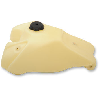 The Honda Large Capacity Gas Tank Natural 3.7 Gallon by IMS Products Inc., shown with a black screw cap, is designed for motorcycles or off-road vehicles and delivers reliable, durable fuel-carrying performance. Displayed against a white background.