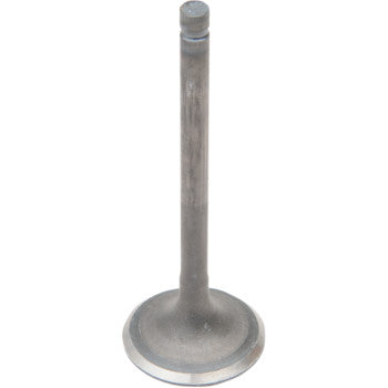 A Honda Exhaust Valve by Vesrah, featuring a precision-engineered cylindrical stem and flat circular head, stands upright on a white background.