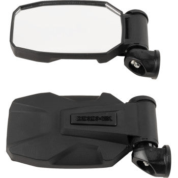 Strike Side View Mirror Rectangle Black 1.75" ROPS Pair by Seizmik