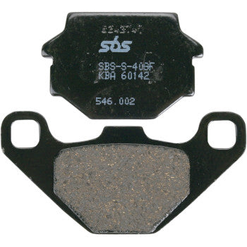 Black SBS HF brake pads with friction surface and metal backing plate, designed for offroad vehicles.