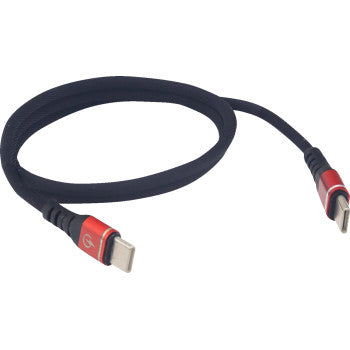 Male USB C to Male USB C Cable Phone Charger 12" Black Red by Ridepower