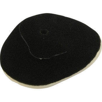 The Yamaha Replacement Air Filter by All Balls is a black, oval foam pad with a central hole and white underside, designed as an OEM replacement for small engine or air filtration use.