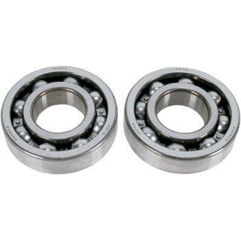 Two Yamaha Crankshaft Bearings by Hot Rods, featuring visible inner and outer rings, are arranged side by side on a white background—perfect for crankshaft assemblies or as main bearing components.