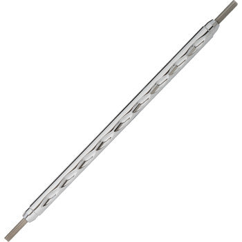 The Adjustable Shift Rod - Chrome by Joker Machine features a durable design, ideal for customizing or replacing shift rods on bikes such as the Victory Octane or Indian Scout.