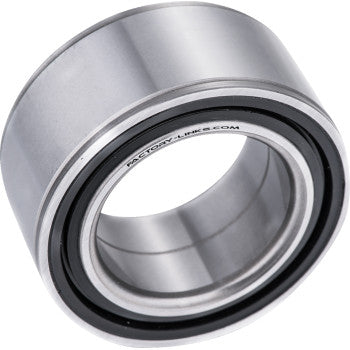 A close-up shows the Polaris Wheel Bearing Kit Front & Rear Left & Right by Factory Links, featuring a silver outer ring and black inner seal, designed for off-road use with rust and corrosion protection, on a white background.
