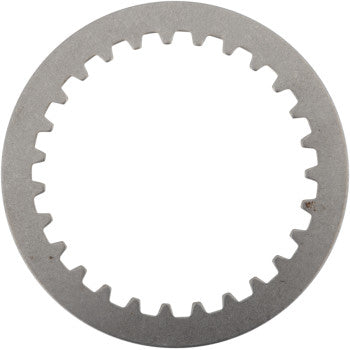The Drive Plate by Barnett is a round metal gear made in the USA, featuring evenly spaced rectangular teeth on its inner edge and a smooth, toothless outer edge.