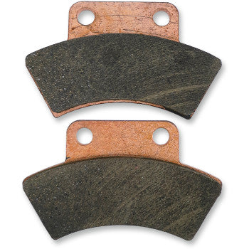 Two Polaris Heavy Duty Brake Pads by Epi, each with curved dark friction surfaces and copper-colored backing plates featuring two top mounting holes, are vertically arranged against a white background.