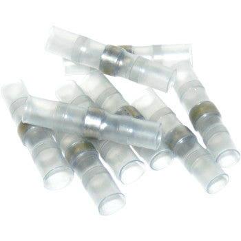 The Butt Splice Connector by Namz features transparent heat shrink tubing and internal metal sleeves, perfect for plug-in installation and secure joining of wires in rear lighting accessories while providing reliable insulation.