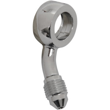 The Banjo Fitting 12 mm AN3 35° Chrome by Magnum Shielding features a circular eyelet and a threaded male connector, designed for AN-3 compatibility, shown against a plain white background.