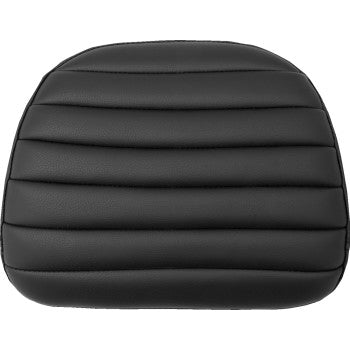 The Indian Sissy Bar Pad - Black - Tuck-n-Roll by Saddlemen features horizontal stitching, a slightly curved top edge, and fits as a cushioned seat or sissy bar backrest for Indian motorcycles.