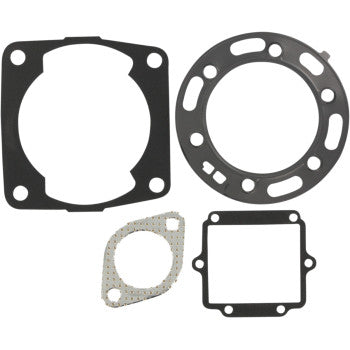 Set of four black and gray gaskets of various shapes and sizes for Polaris engine top end repairs.