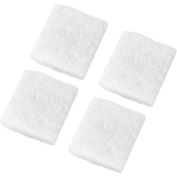 Four white, rectangular Scoot Pads Applicator 4 Pack by Cycle Care Formulas are arranged in a 2x2 grid on a plain white background—ideal for applying metal polish or blueing remover.
