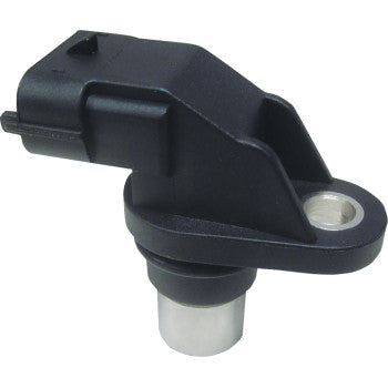 The Can Am Camshaft Position Sensor by Moose Offroad is a black and silver sensor with a rectangular connector and mounting hole, designed for engine management systems in vehicles.