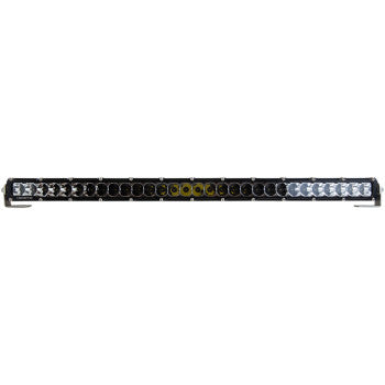 The Heretic 30" Spot LED Light Bar features a straight, rectangular black housing with multiple round LEDs in a row, mounted on two small stainless steel brackets at each end.
