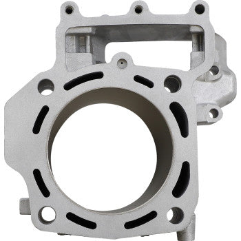 Silver metal Kawasaki cylinder 85mm with circular bore and mounting holes, designed for offroad engine use.