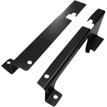 Two black Yamaha Seat Bracket by Bs Sand, metal with angled edges, ideal for Performance seats or mounting kits. Each has pre-drilled screw holes and notches for secure fitting, shown parallel on a white background.