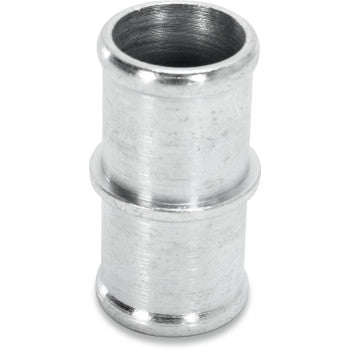 The Helix Radiator Hose Fitting In-Line Splicer 3/4" is a short, cylindrical zinc-plated steel connector with a central ridge, designed for joining or coupling pipes or tubes.