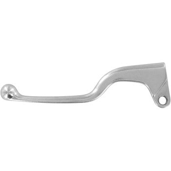 Clutch Lever Polished by Parts Unlimited—a silver alloy replacement motorcycle lever with a rounded end and one-sided mounting hole, perfect as a spare part, shown on a white background.