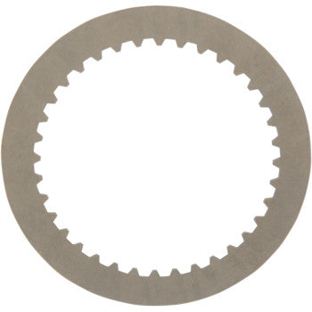 The Clutch Drive Plate by Barnett is a flat, circular metal ring with evenly spaced rectangular notches along its inner edge, resembling a mechanical gear or clutch plate, made in the USA, shown on a white background.