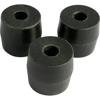 Three black cylindrical secondary clutch rollers with central holes, made of durable material.