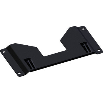 Black steel CF Moto plow mount bracket with angled sides and multiple mounting holes.