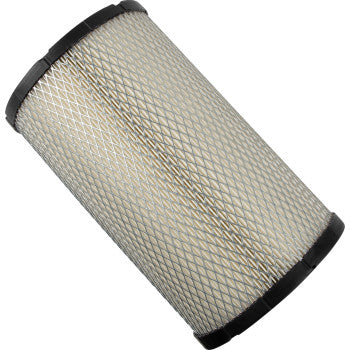 The Polaris Replacement Air Filter by All Balls features a cylindrical cellulose design, mesh exterior, and black rubber end caps. Shown diagonally against a white background, it serves as an OEM replacement part.