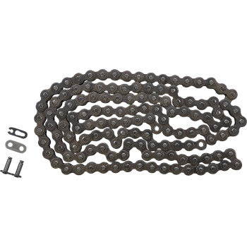 The 428 Standard Drive Chain by Did (132 links) is shown coiled on a white background, with a master link and two small metal pins included for assembly.